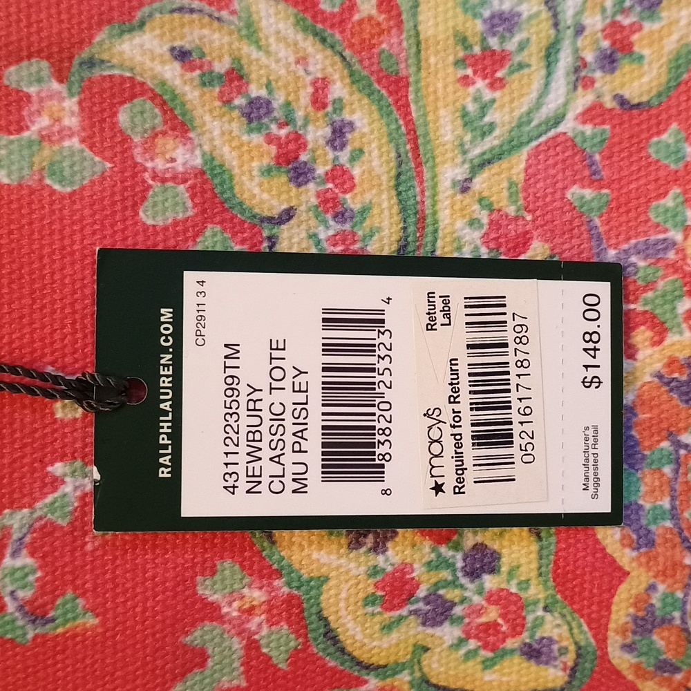 Woman's Ralph Lauren Newbury Classic Tote MU Paisley Tote Bag-Brand New With Tag - Picture 4 of 10